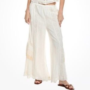 Free People Bali Alana Wide Leg Pants in the color Cloud Dancer Combo
